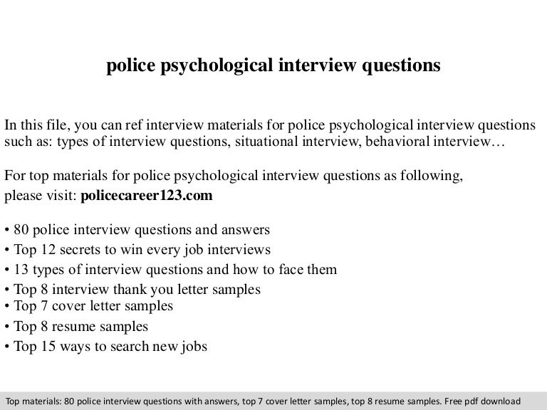Police psychological interview questions