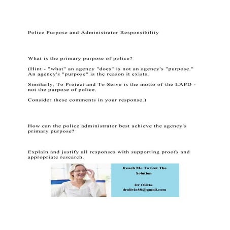 Police Purpose and Administrator Responsibility What is .docx
