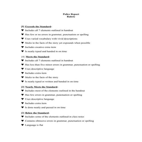 Policereport rubric | DOC
