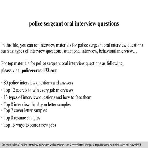 Police sergeant oral interview questions