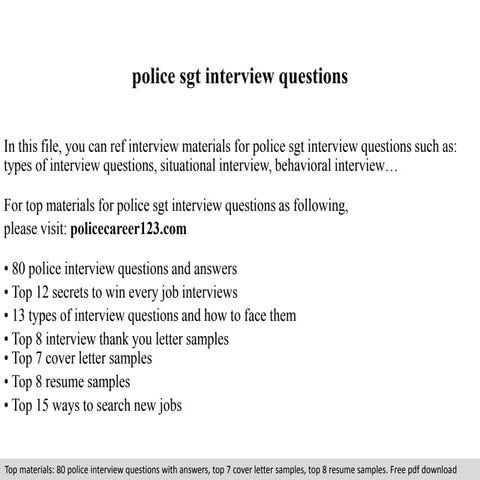 Police sgt interview questions