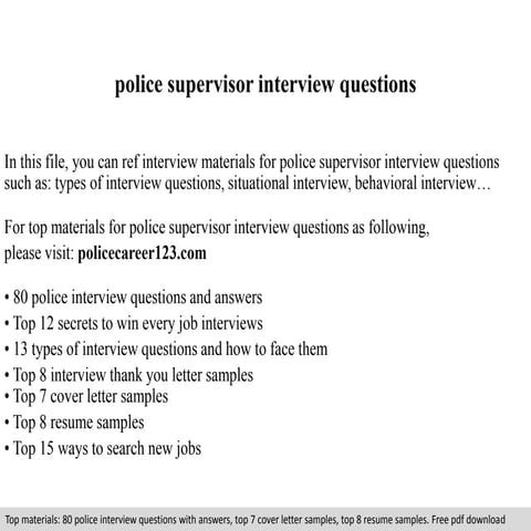 Police supervisor interview questions