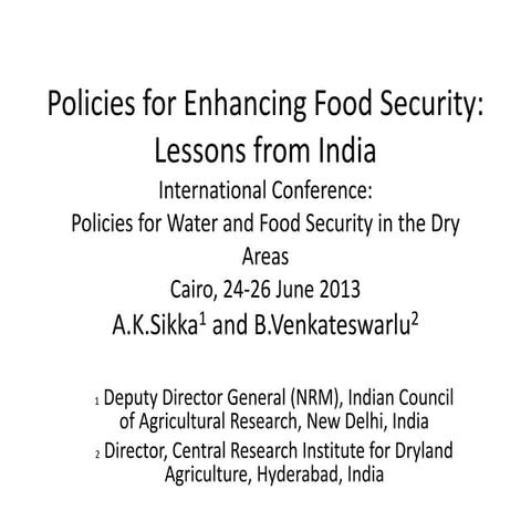 Policies for Enhancing Food Security.ppt
