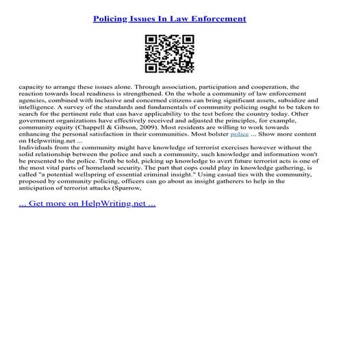 Policing Issues In Law Enforcement