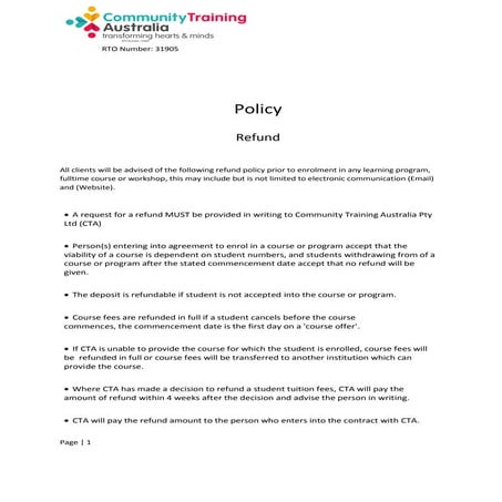 Policy 007-refund