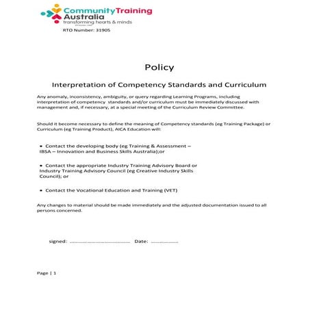 Policy 008-competency-standards