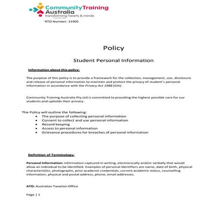 Policy 020-student-personal-information