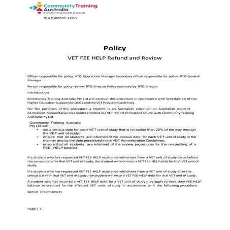 Policy 022-vet-fee-help-refund-and-review