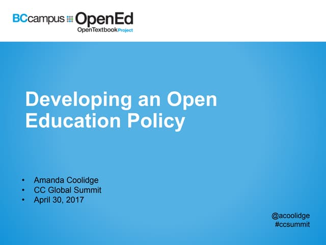 Developing an Open Education Policy
