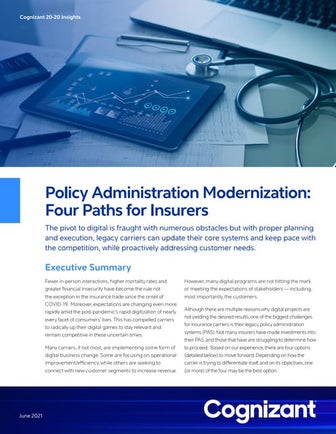 Policy Administration Modernization: Four Paths for Insurers