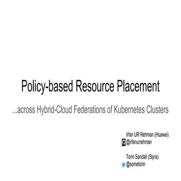 Policy-based Resource Placement Across Hybrid Cloud
