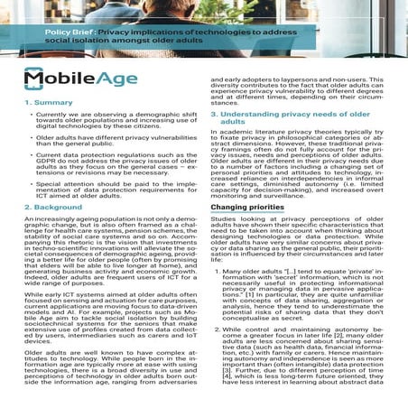 Policy Brief : Privacy implications of technologies to address social isolati...