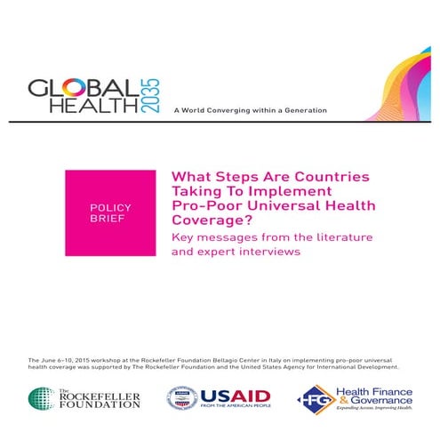 Policy Brief: What Steps Are Countries Taking To Implement Pro-Poor Universal...