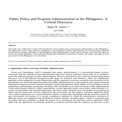 Policy and Progrz,xvmn,.ndv,n,.dvndsvam Administration in the Philippines A C...