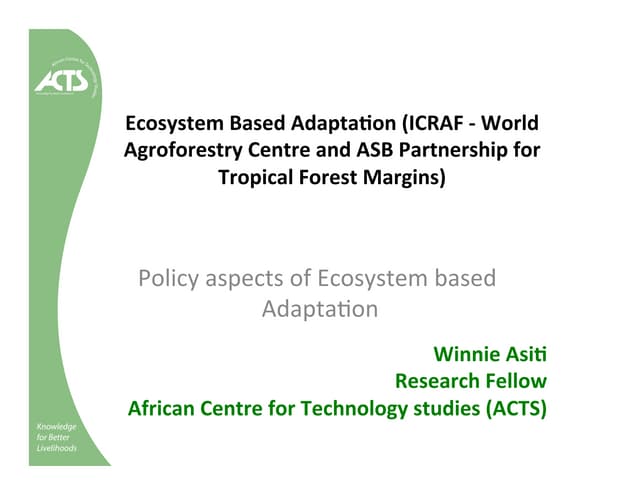 Policy aspects of ecosystem based adaptation