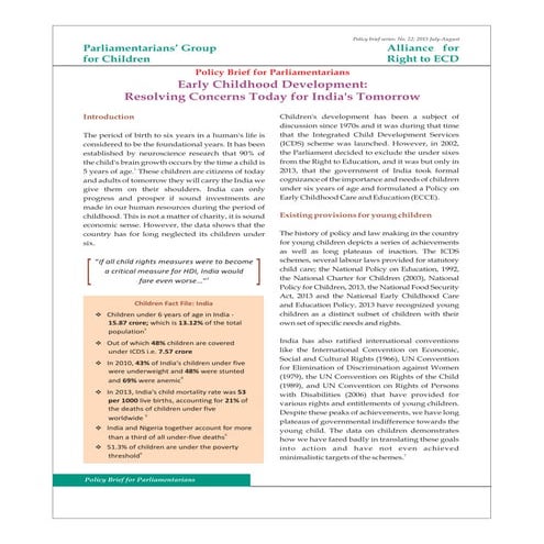  Policy brief on early childhood development july 2015