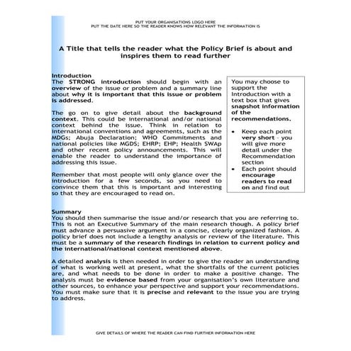 Policy brief template and guide