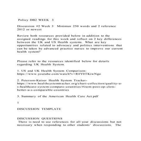  Policy DB2 WEEK  3Discussion #2 Week 3   Minimun 250 words an