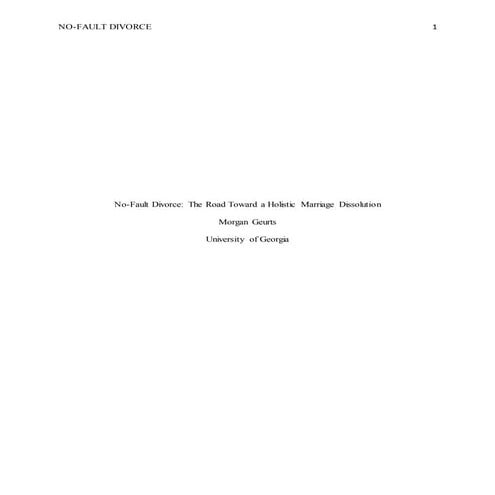 Family Impact Seminar: No-Fault Divorce 