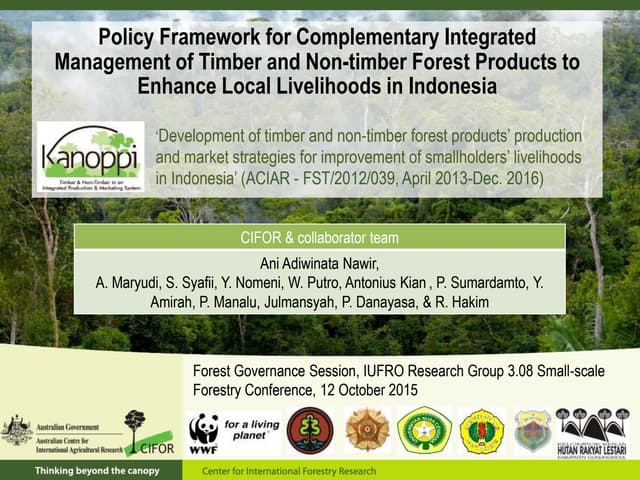 thumbnail of  Policy framework for complementary integrated Management of Timber and Non-timber Forest Products to Enhance Local Livelihoods in Indonesia