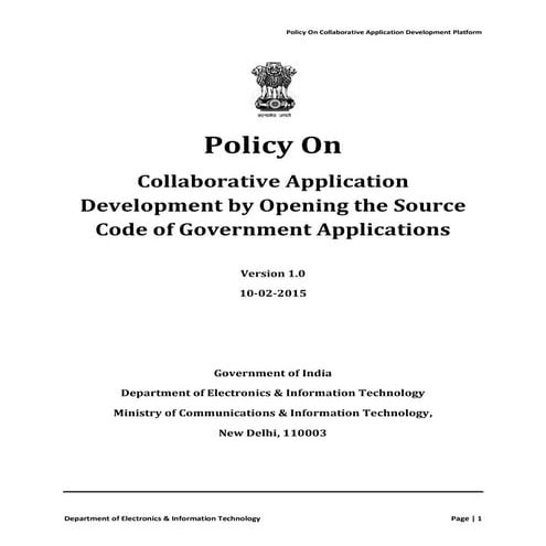 Policy On Collaborative Application Development by Opening the Source Code of...