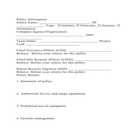 Policy InformationPolicy Name __________________________  ID _.docx