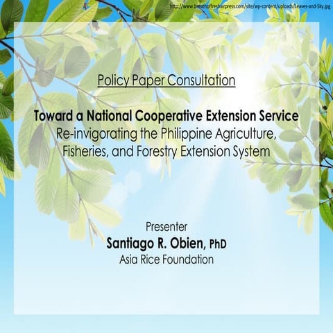 Policy Paper: Towards a National Cooperative Extension Service: Reinvigoratin...