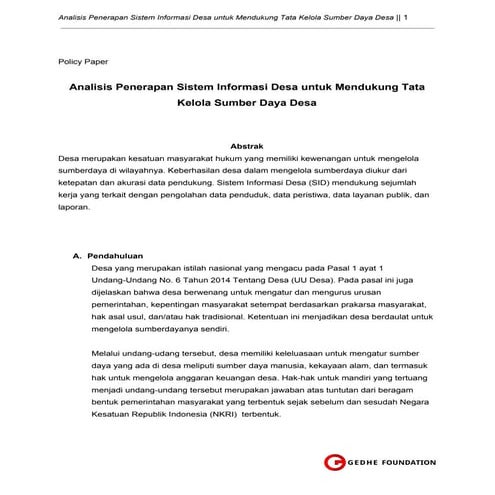 Analisis Penerapan Sistem Informasi Desa untuk Mendukung Tata  Kelola Sumber ...