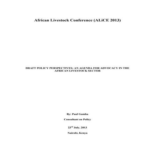 Policy perspectives from a li ce 2013