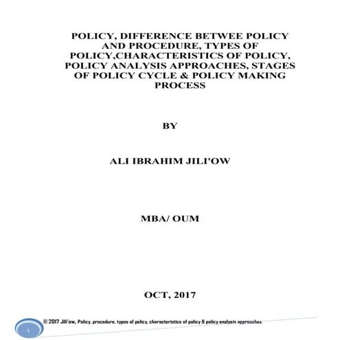 Policy, procedure, types of policy, characteristics of policy &amp; policy an...
