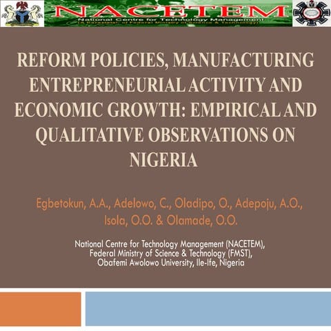 Policy reforms & entrepreneurship in Nigeria