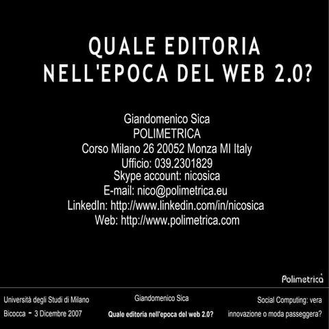 Quale editoria nell'epoca del web 2.0?