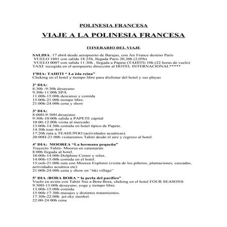 Ruta Polinesia Francesa en PDF | PDF