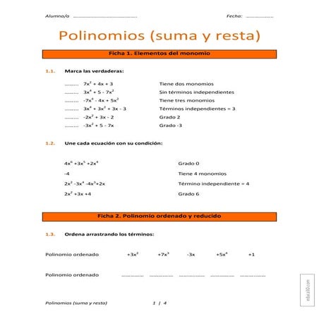 Polinomios plantilla ejer