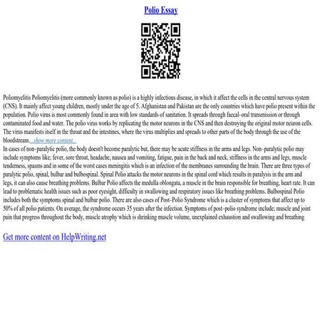Polio Essay