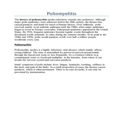 Poliomyelitis
