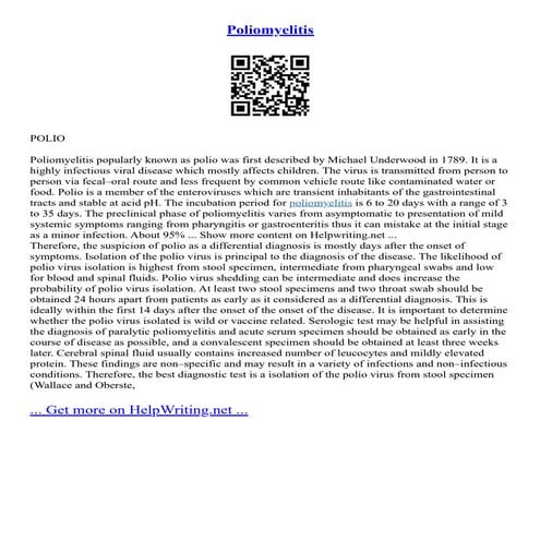 Poliomyelitis