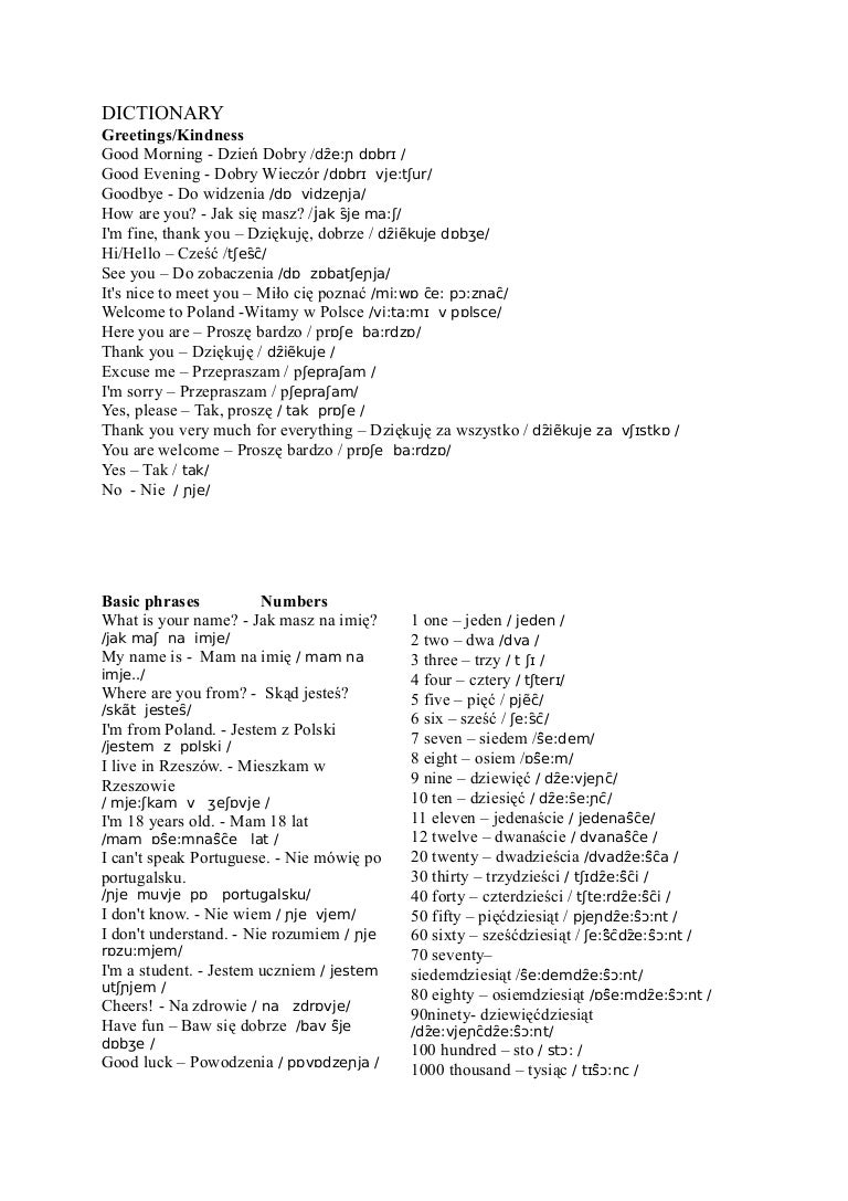 Polish english dictionary doc