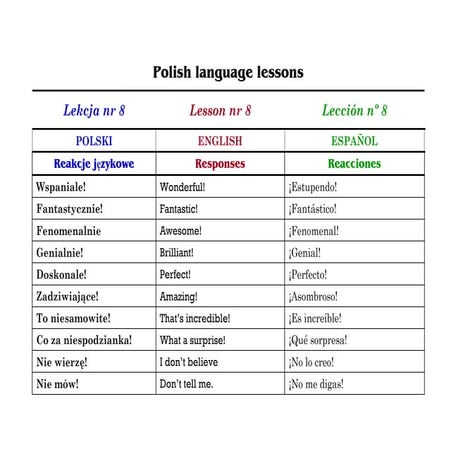 Polish language lessons lekcja 2b | PDF