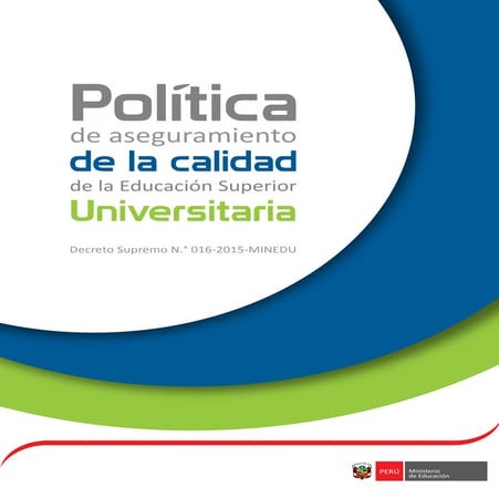 Política de aseguramiento de la calidad de la Educación Superior | PDF