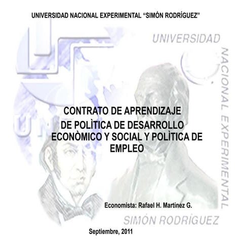Politica de desarrollo económico y social y política de empleo. 25 septiembre...