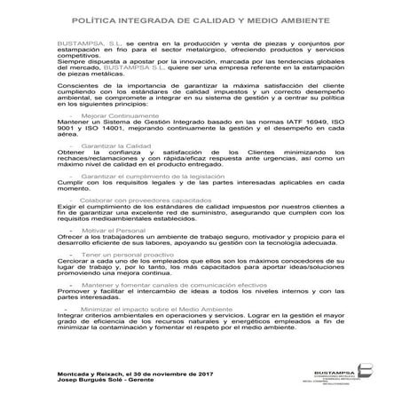 Politica de empresa 2017