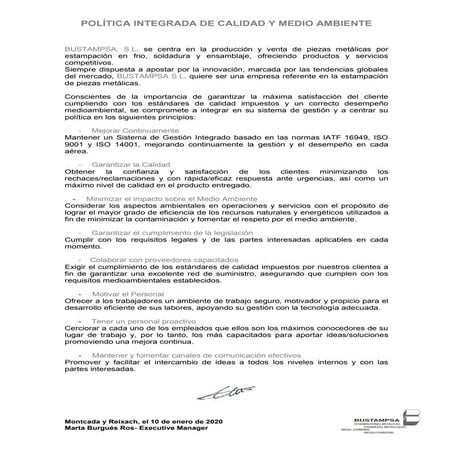 Politica de empresa 2020