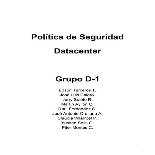 Politicas de seguridad de la Información - Trabajo Grupal