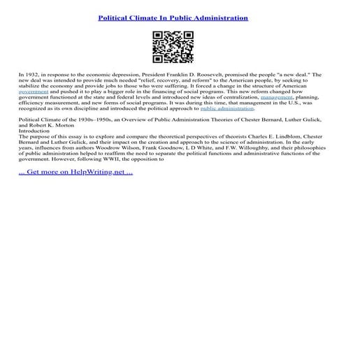 Political Climate In Public Administration