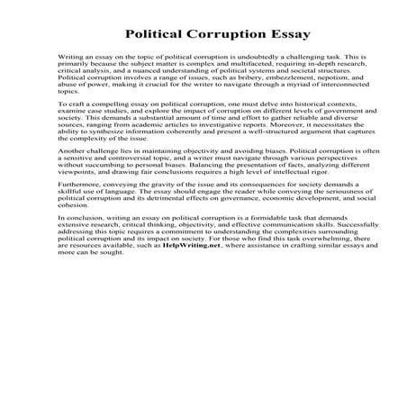 Political Corruption Essay Pdf