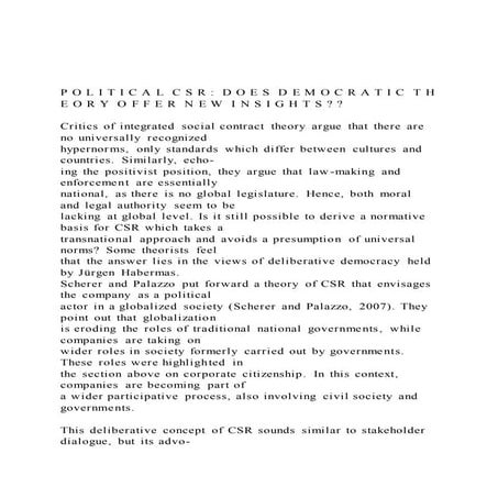 P o l i t i c a l  c s r   d o e s  d e m o c r a t i c  t h 