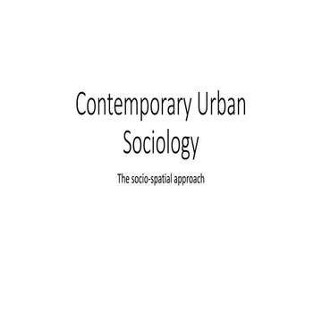 Contemporary Urban Sociology