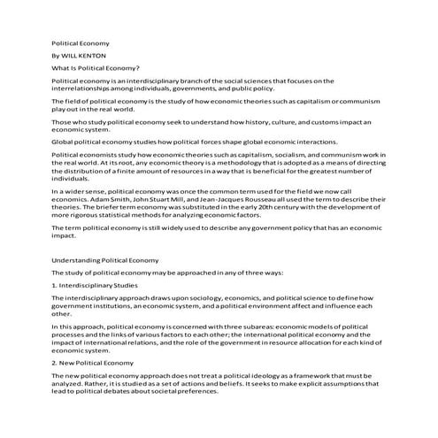 Political economy in Anthropology