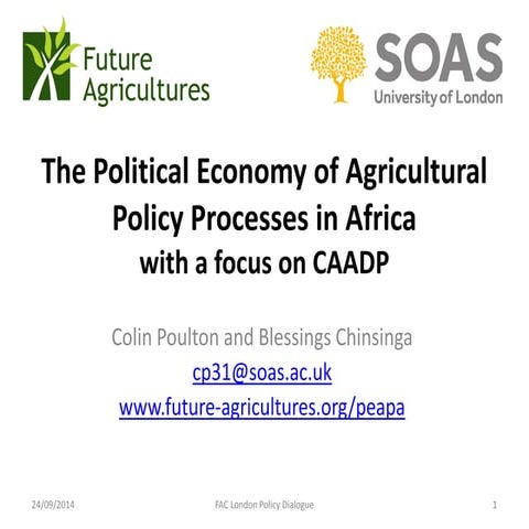 Political economy of agricultural policy processes in Africa with a focus on ...